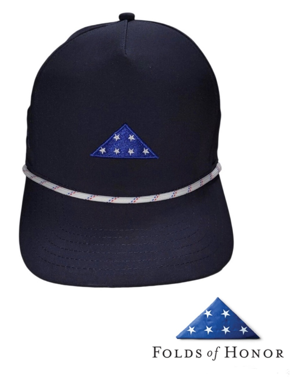 (New) Folds of Honor Pukka Mid Crown Front Raise Rope Stitch Embroidery Hat